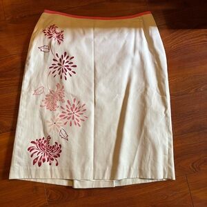 Casual Corner Annex Petite Pencil Skirt Women's 10 Khaki Floral Print Lined